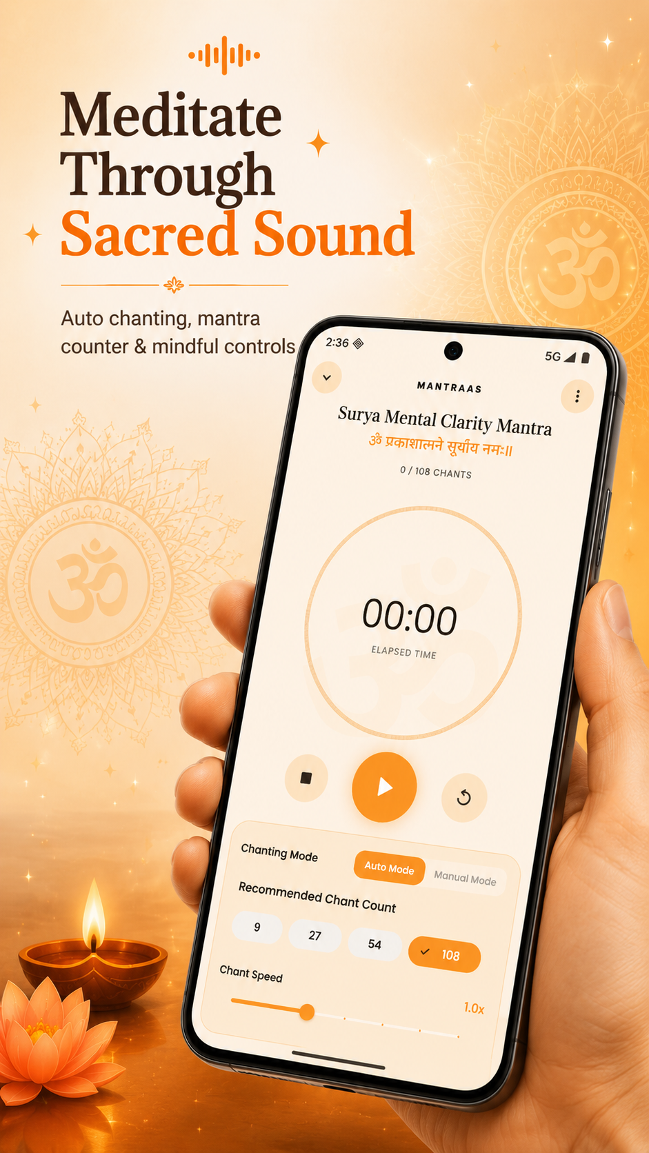 Mantraas app mantra detail mockup